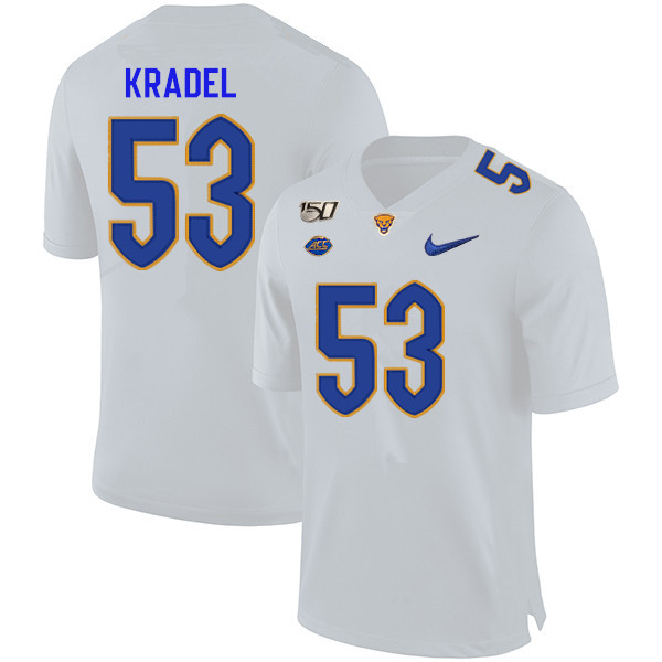 2019 Men #53 Jake Kradel Pitt Panthers College Football Jerseys Sale-White